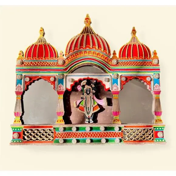 Handcrafted Royal Arch Mirror – Vibrant Indian Craft Décor - Picture 12 of 13